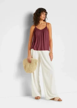 bonprix Nachhaltigere Materialien|Shirts & Tops^Spaghettiträger-Top aus fließender Viskose dunkelbeere
