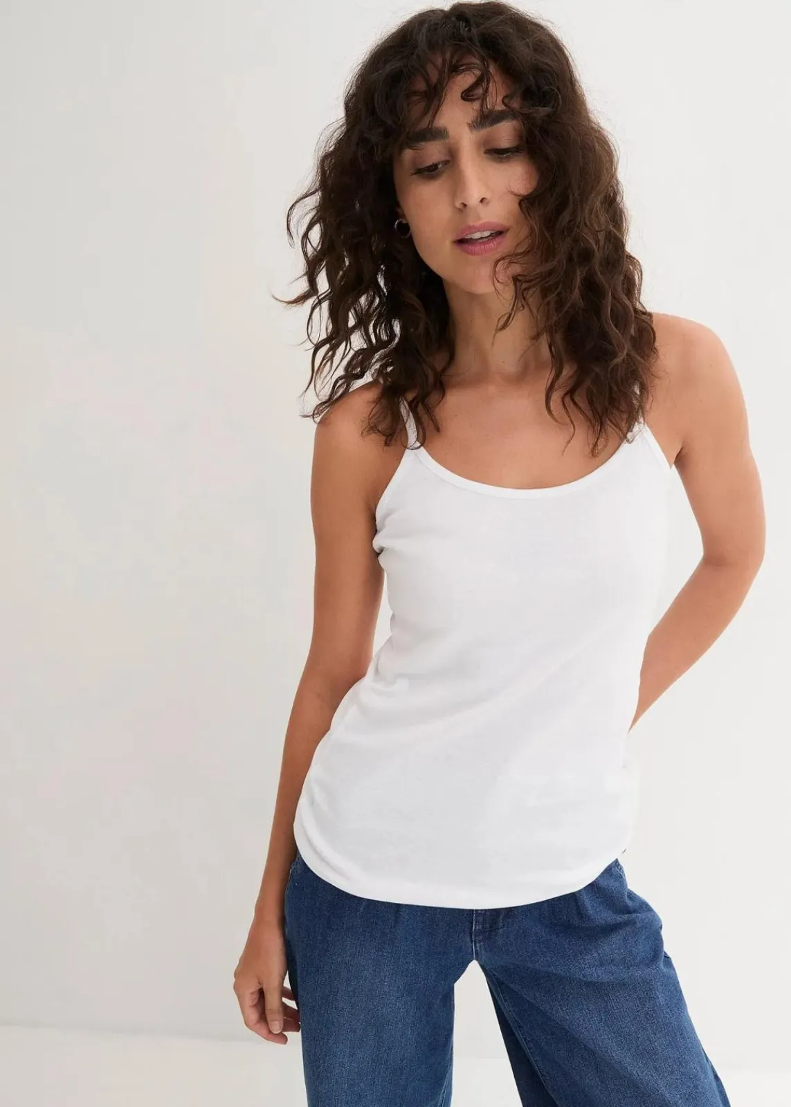 bonprix Shirts & Tops|Basics^Spaghettiträger-Top aus reiner Baumwolle (3er Pack) weiß +weiß + weiß
