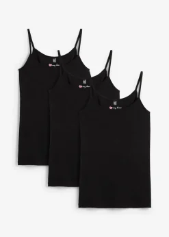 bonprix Wäsche·Unterhemden|Bekleidung·Röcke^Spaghettiträger-Top aus reiner Baumwolle (3er Pack) schwarz + schwarz + schwarz