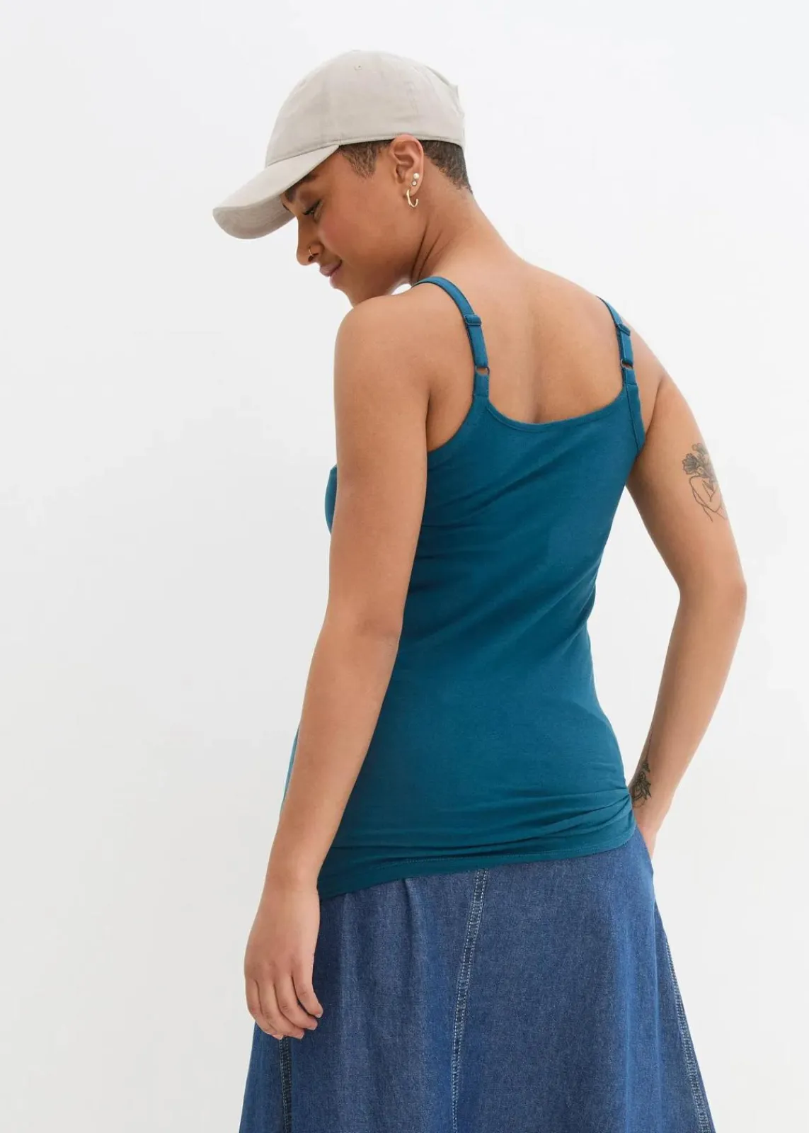 bonprix Shirts & Tops|Basics^Spaghettiträger-Top aus reiner Bio Baumwolle, (2er-Pack) blaupetrol+schwarz
