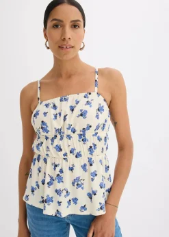 bonprix Shirts & Tops^Spaghettiträger-Top aus strukturiertem Crêpe wollweiß floral