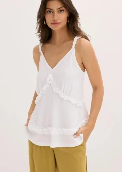 bonprix Shirts & Tops^Spaghettiträger-Top mit Rüschen weiß