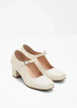 bonprix Pumps^Spangenpumps mit Blockabsatz cremeweiß