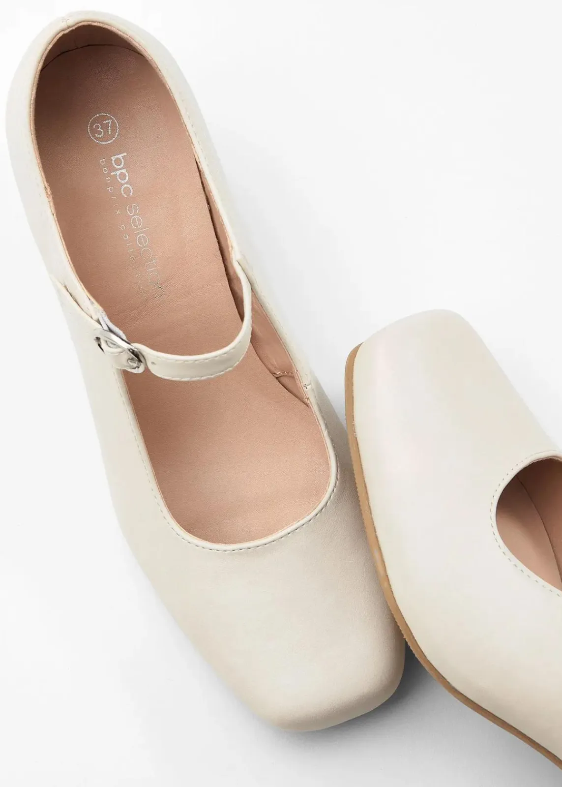 bonprix Pumps^Spangenpumps mit Blockabsatz cremeweiß