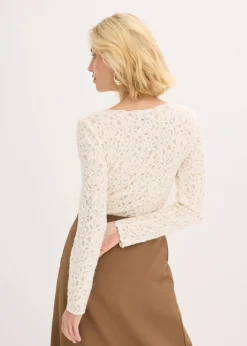 bonprix Shirts & Tops^Spitzenbody mit flauschiger Oberfläche cremeweiß