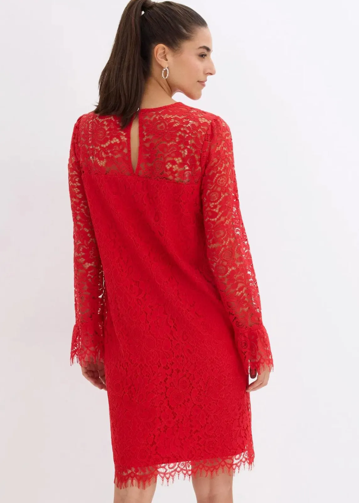 bonprix Bekleidung·Pullover & Strickjacken|Kleider^Spitzenkleid salsarot