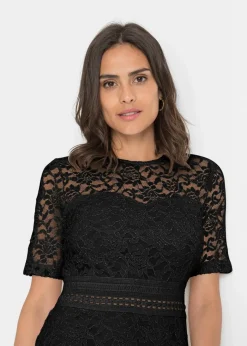 bonprix Festliche Mode|Kleider^Spitzenkleid mit Häkeleinsatz schwarz