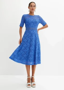 bonprix Bekleidung·Pullover & Strickjacken|Kleider^Spitzenkleid mit Häkeleinsatz blau