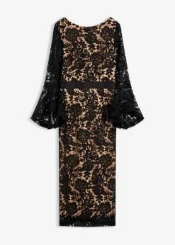 bonprix Festliche Mode|Kleider^Spitzenkleid mit Satin-Einsatz schwarz