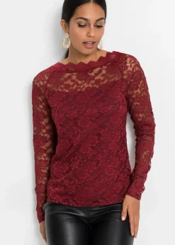 bonprix Shirts & Tops^Spitzen-Langarmshirt rubinrot