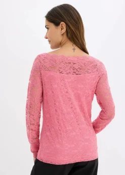 bonprix Shirts & Tops^Spitzen-Langarmshirt mattpink