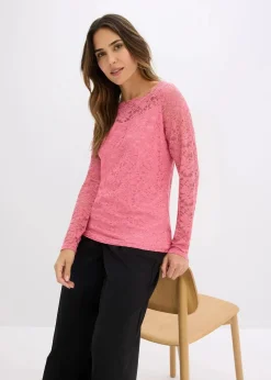 bonprix Shirts & Tops^Spitzen-Langarmshirt mattpink