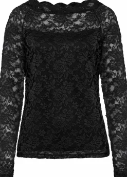 bonprix Shirts & Tops^Spitzen-Langarmshirt schwarz