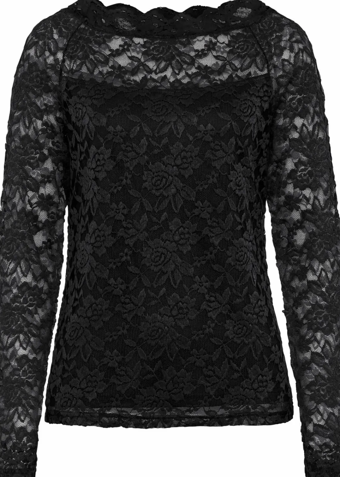 bonprix Shirts & Tops^Spitzen-Langarmshirt schwarz