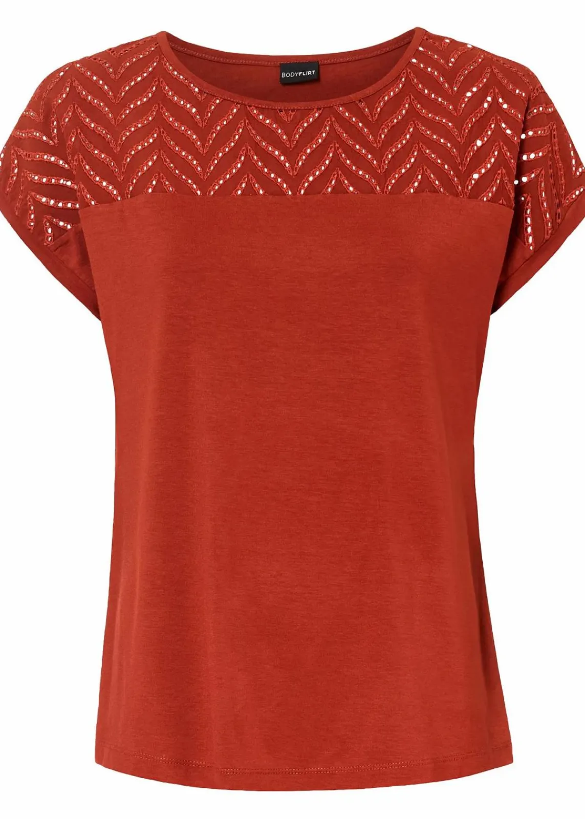 bonprix Shirts & Tops|Nachhaltigere Materialien^Spitzenshirt aus softer Viskose karminrot