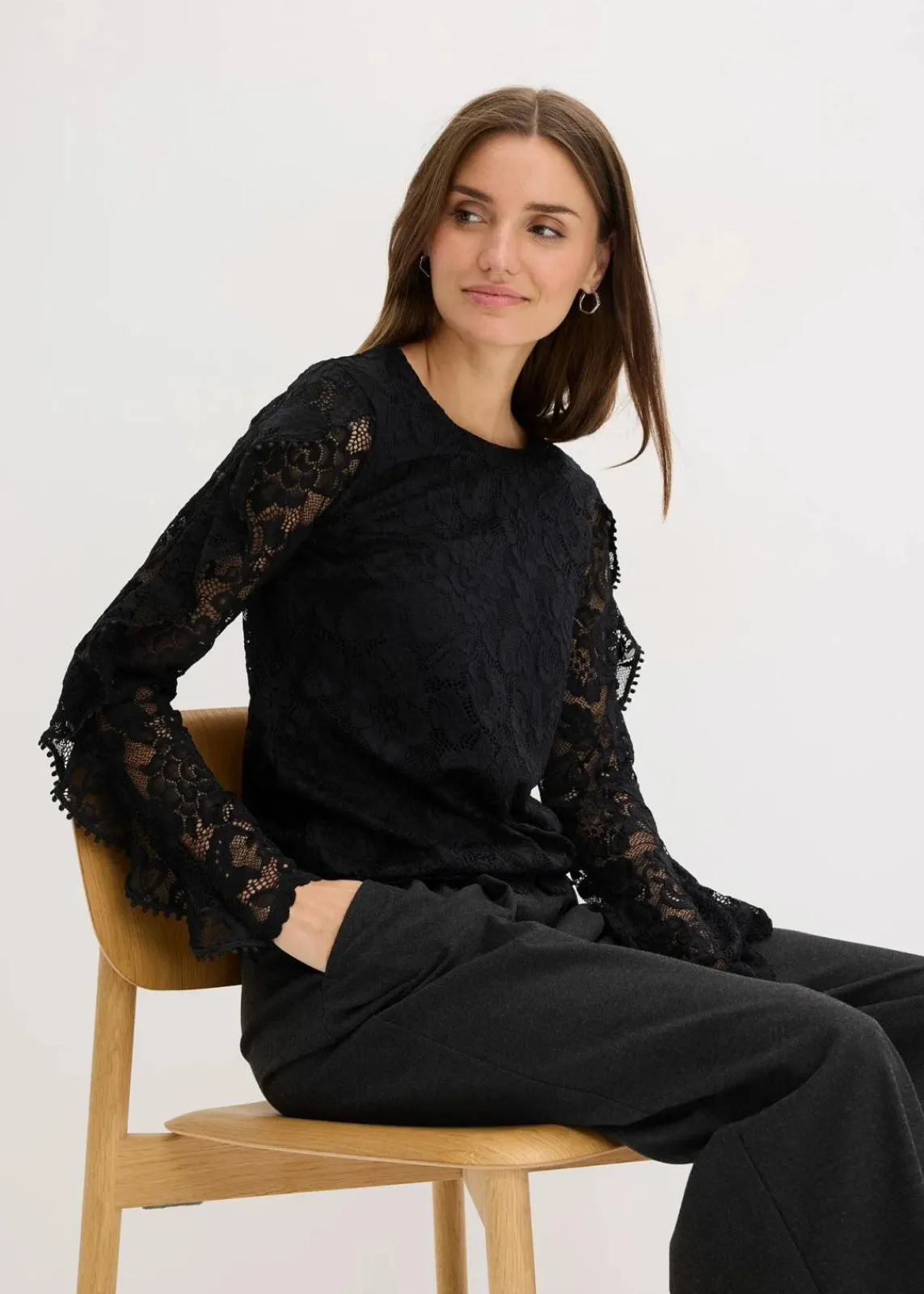 bonprix Shirts & Tops^Spitzen-Shirtbluse schwarz