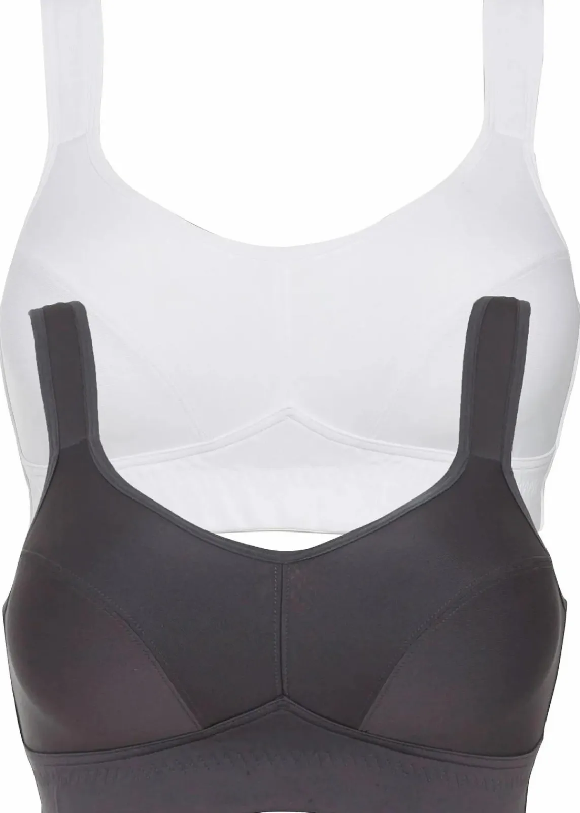 bonprix Große Cups D-H|Sportbekleidung^Sport BH mit mittlerem Halt (2er Pack) anthrazit + weiß