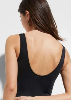 bonprix Nachhaltigere Materialien|Bademode·Badeanzüge^Sport-Badeanzug mit Bein schwarz/blau