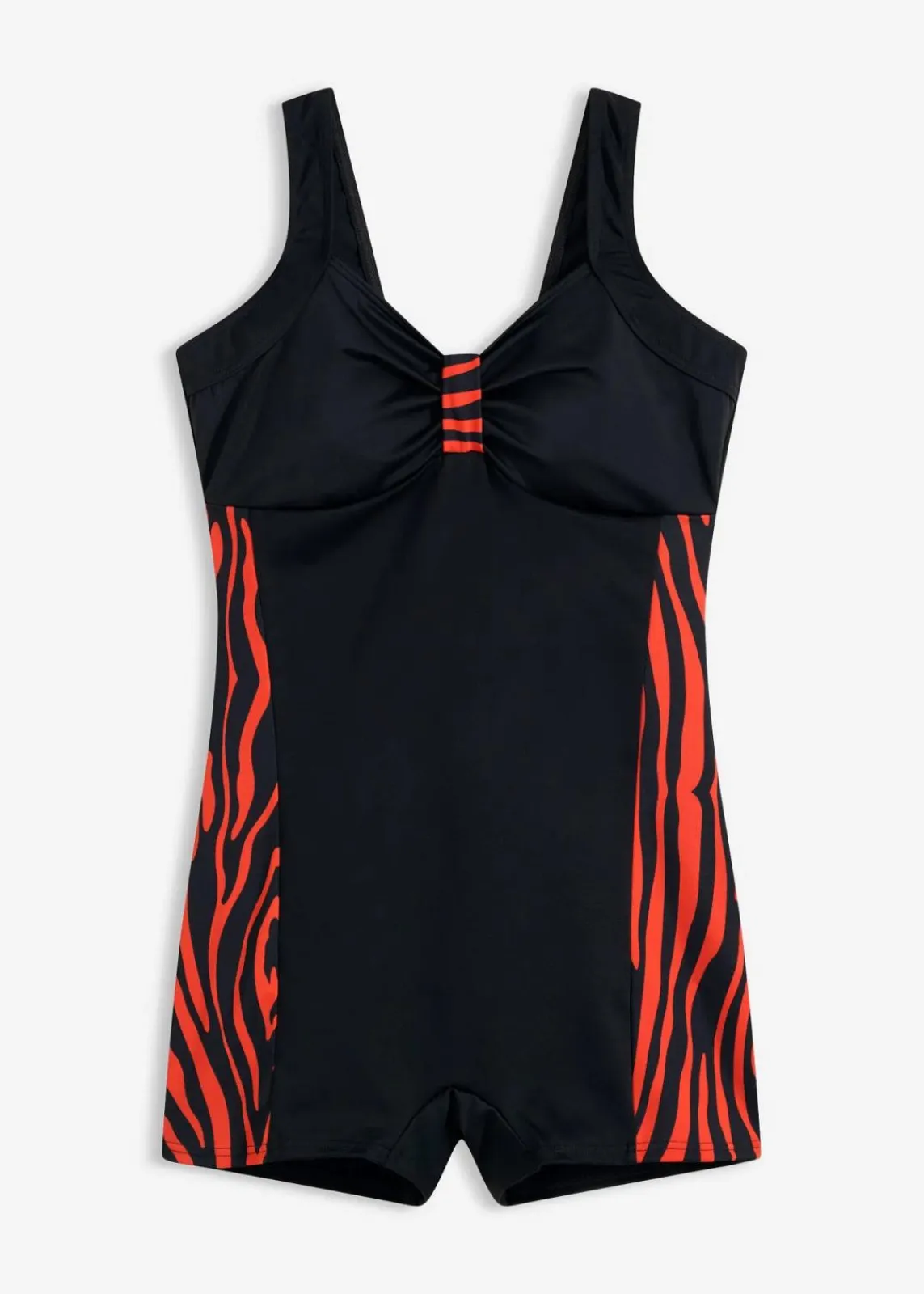 bonprix Nachhaltigere Materialien|Bedeckende Bademode^Sport-Badeanzug mit Bein schwarz/rot