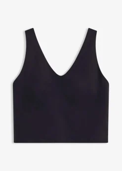 bonprix Wäsche·Bhs|Bhs^Sport-BH Top mit mittlerem Halt und baumwollartigem Griff schwarz
