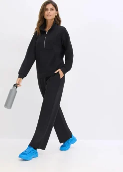 bonprix Bekleidung·Sweat|Nachhaltigere Materialien^Sport-Jacke mit Stehkragen schwarz