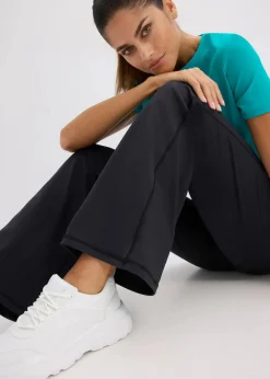 bonprix Bekleidung·Sweat|Bekleidung·Kleider^Sport-Leggings aus stabilem Baumwollgriff und geradem Bein schwarz