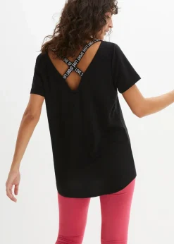 bonprix Bekleidung·Sweat|Nachhaltigere Materialien^Sport-Longshirt mit Rückenausschnitt schwarz