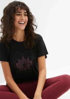 bonprix Bekleidung·Sweat|Nachhaltigere Materialien^Sport-Shirt, Loose Fit schwarz bedruckt