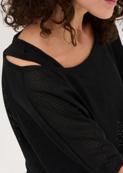 bonprix Shirts & Tops|Sportbekleidung^Sport-Top mit Mesh-Shirt (2-tlg. Set) schwarz