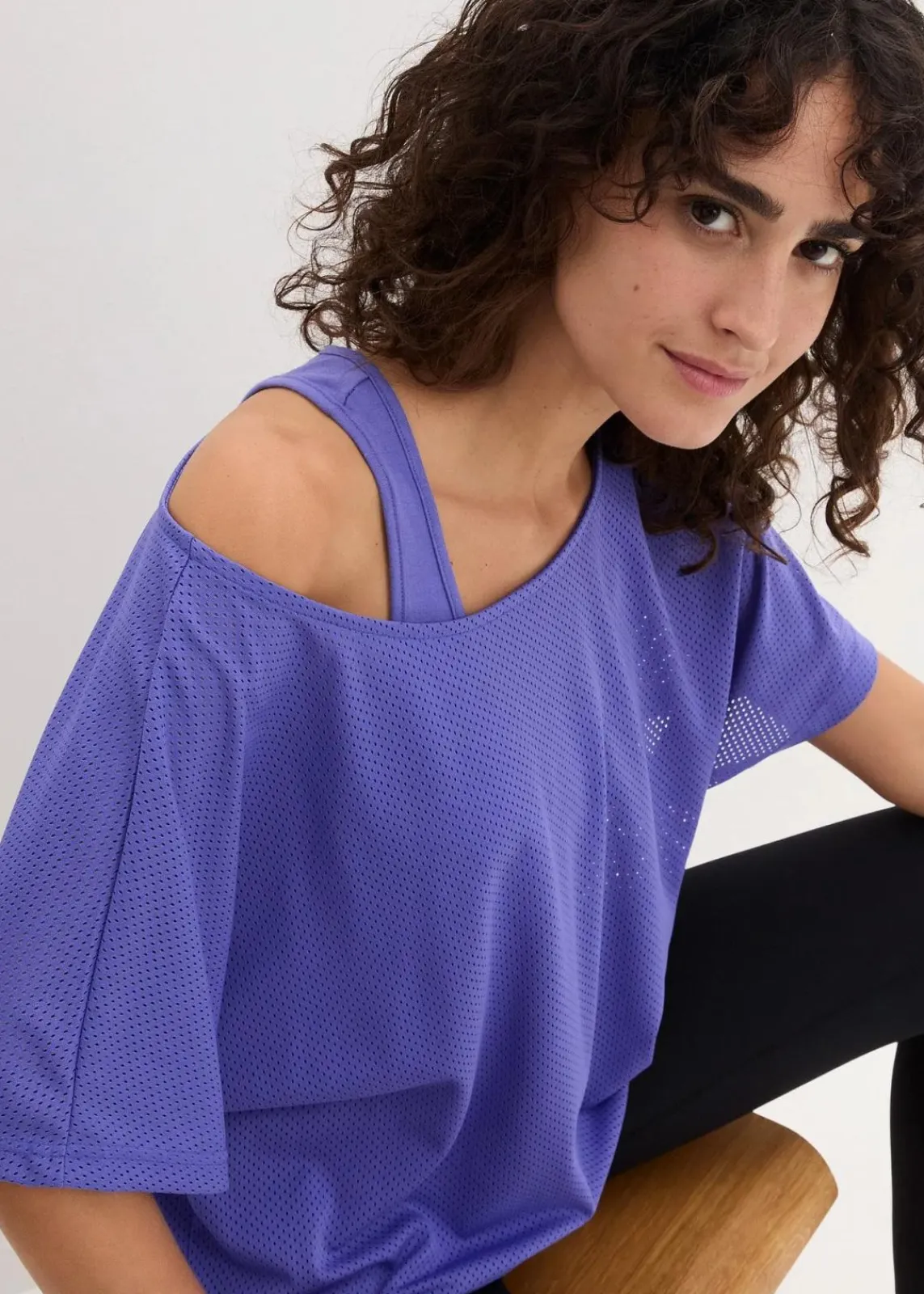 bonprix Bekleidung·Sweat|Sportbekleidung^Sport-Top mit Mesh-Shirt (2-tlg. Set) blaulila
