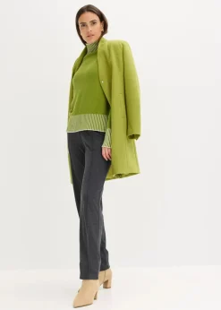 bonprix Pullover & Strickjacken|Strickmode^Stehkragenpullover mit Kaschmiranteil moos/naturbeige