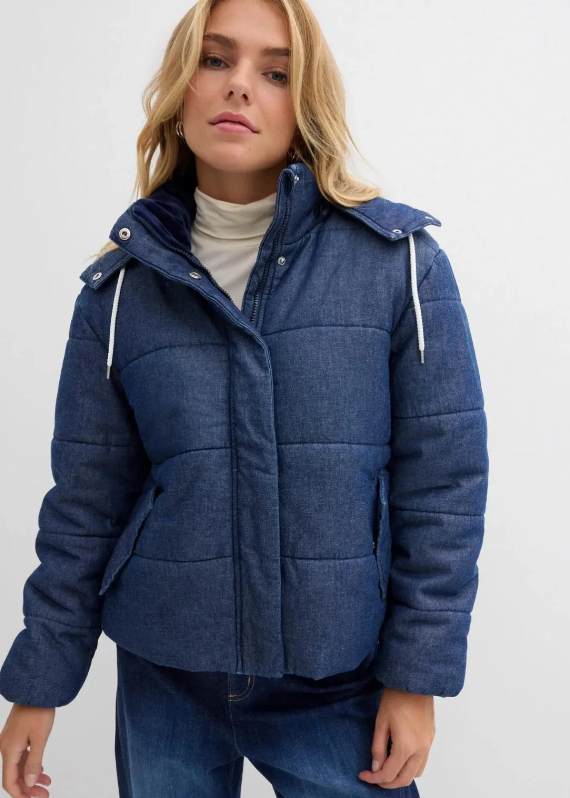 bonprix Jacken & Mäntel|Bekleidung·Hosen^Steppjacke aus Denim dunkelblau denim