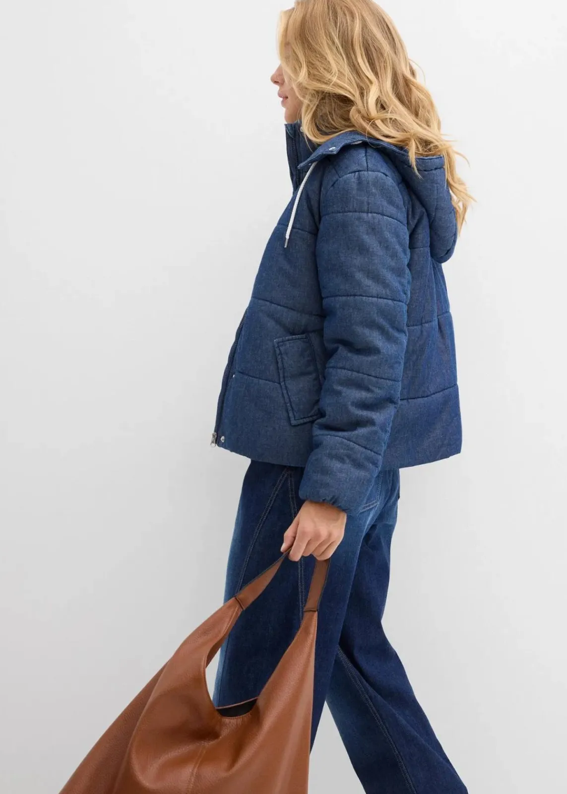 bonprix Jacken & Mäntel|Bekleidung·Hosen^Steppjacke aus Denim dunkelblau denim