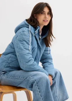 bonprix Bekleidung·Hosen|Jacken & Mäntel^Steppjacke aus Denim eisblau denim