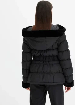 bonprix Bekleidung·Hosen|Jacken & Mäntel^Steppjacke mit Fellimitat schwarz