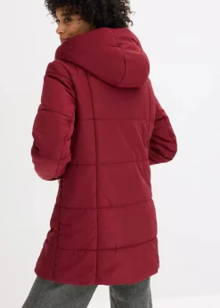 bonprix Jacken & Mäntel|Nachhaltigere Materialien^Steppjacke mit Fellimitatbesatz rubinrot