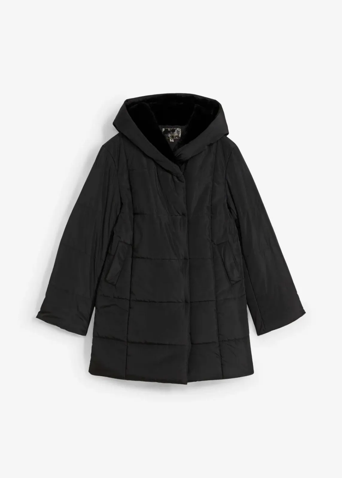 bonprix Bekleidung·Hosen|Nachhaltigere Materialien^Steppjacke mit Fellimitatbesatz schwarz
