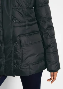 bonprix Bekleidung·Hosen|Jacken & Mäntel^Steppjacke mit Kapuze schwarz
