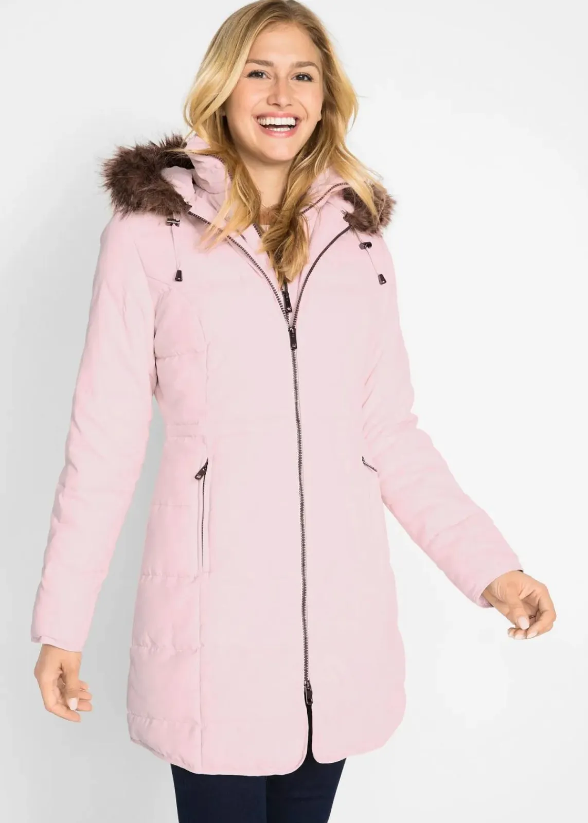 bonprix Jacken & Mäntel|Bekleidung·Hosen^Steppjacke mit Kapuze, gefüttert zartrosa