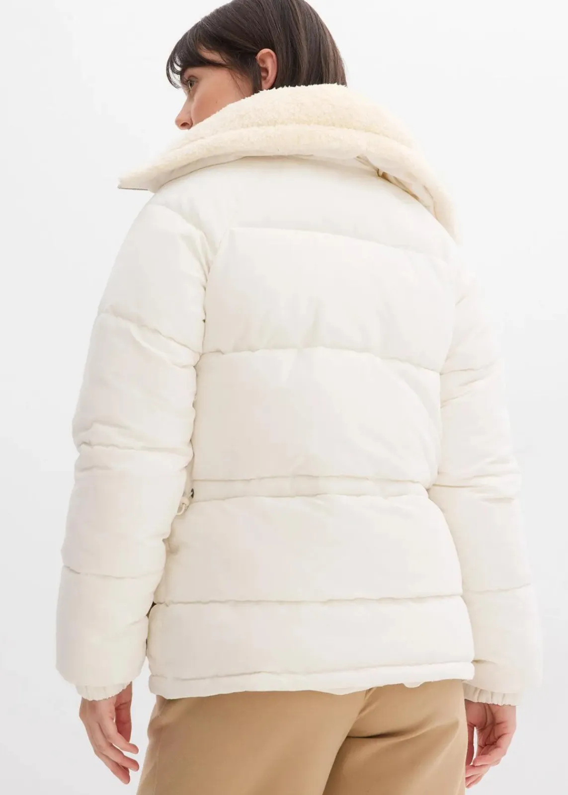 bonprix Jacken & Mäntel|Bekleidung·Hosen^Steppjacke mit Teddykragen perlweiß