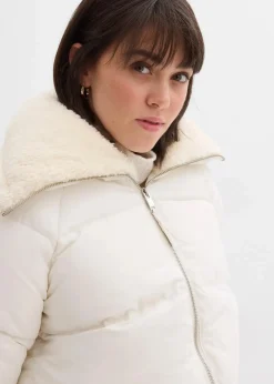 bonprix Jacken & Mäntel|Bekleidung·Hosen^Steppjacke mit Teddykragen perlweiß