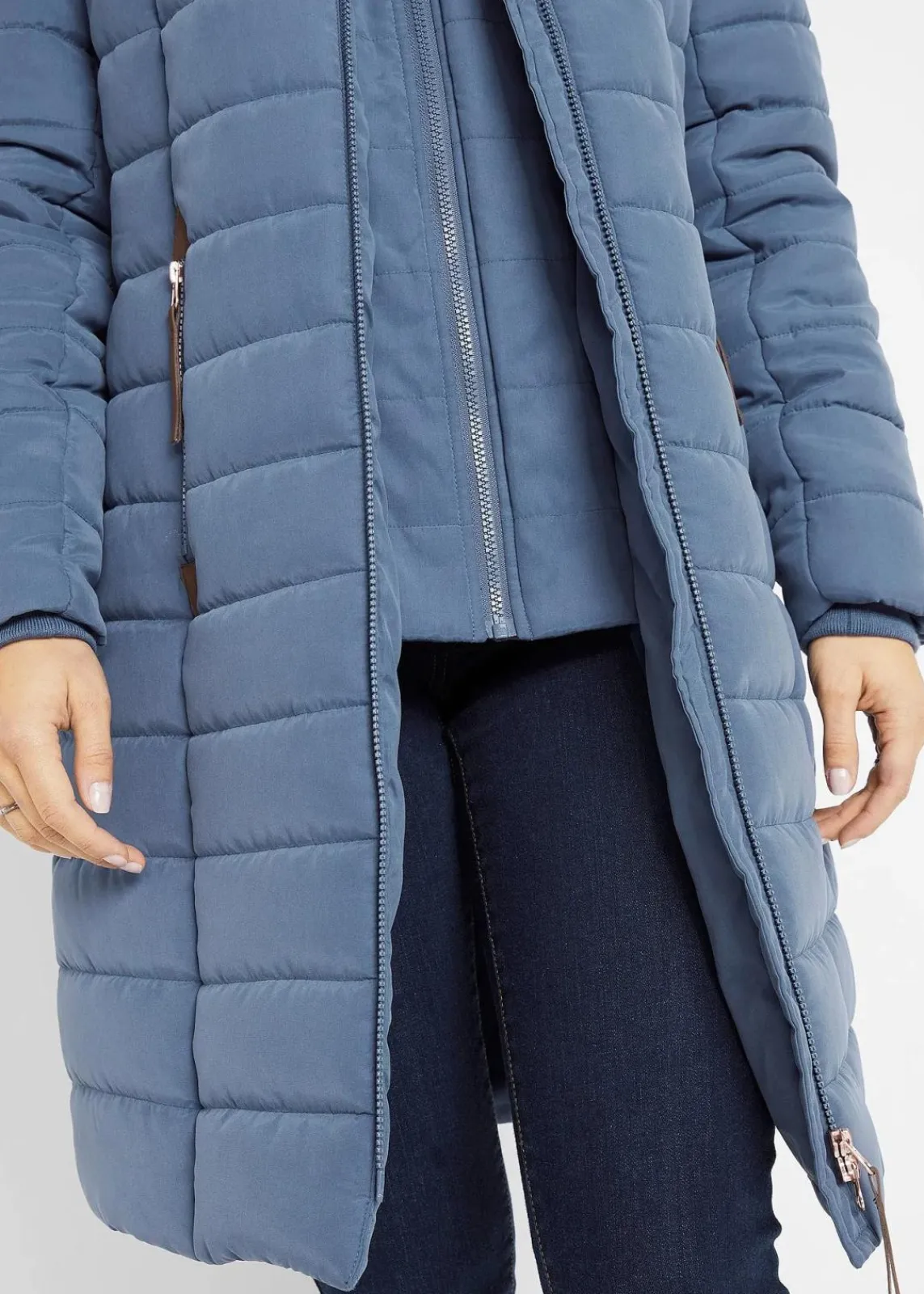 bonprix Jacken & Mäntel|Bekleidung·Hosen^Steppmantel, 2-in-1 Optik indigo