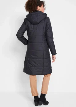 bonprix Jacken & Mäntel|Bekleidung·Hosen^Steppmantel mit abnehmbarer Kapuze schwarz