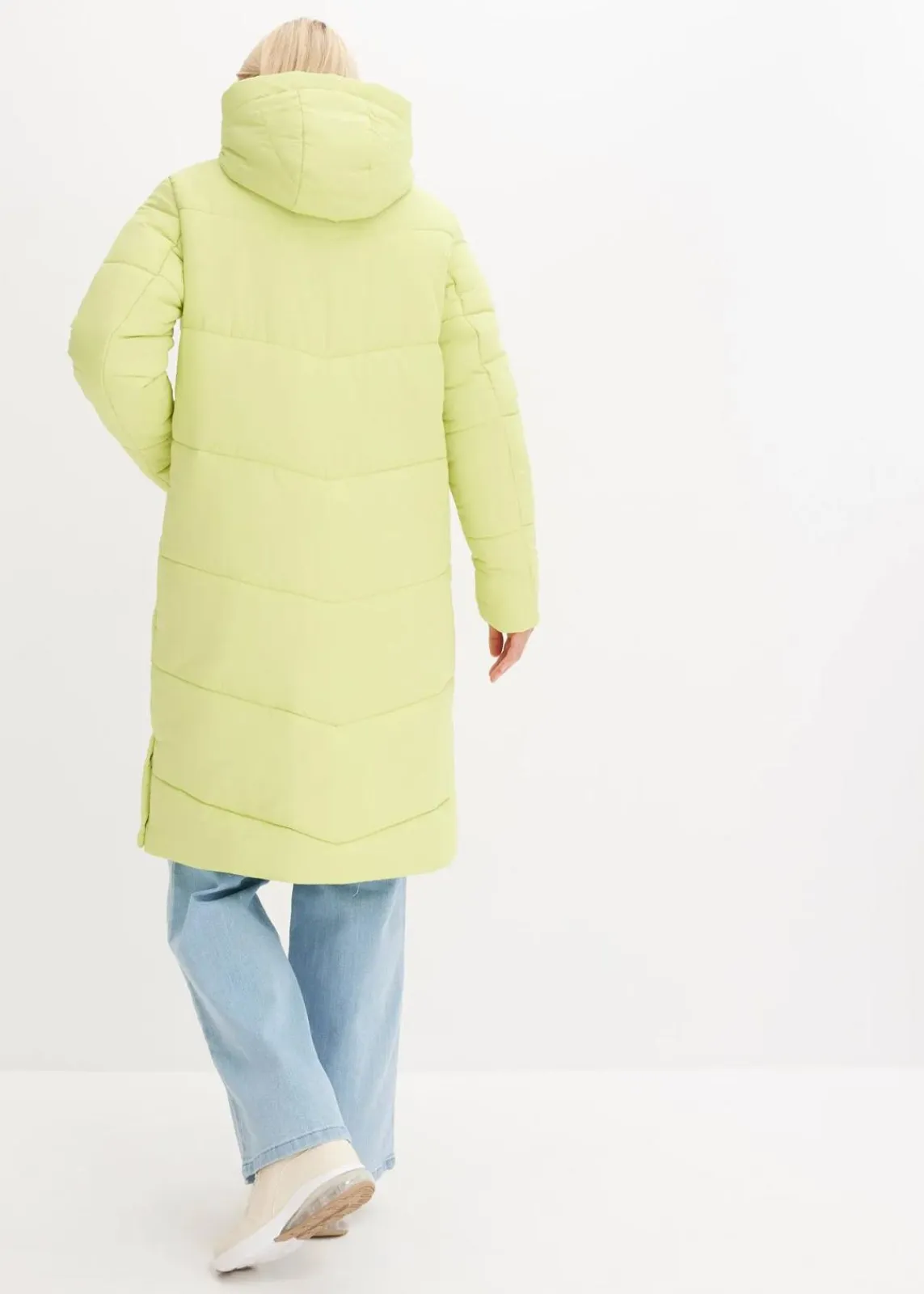 bonprix Bekleidung·Hosen|Nachhaltigere Materialien^Steppmantel mit Teddyfutter in der Kapuze mintgrün