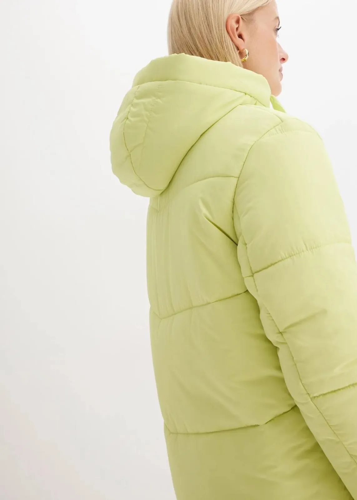 bonprix Bekleidung·Hosen|Nachhaltigere Materialien^Steppmantel mit Teddyfutter in der Kapuze mintgrün