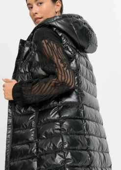 bonprix Bekleidung·Hosen|Jacken & Mäntel^Steppweste in Glanzoptik schwarz glänzend