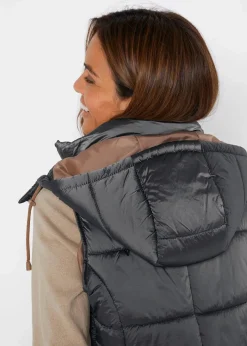bonprix Bekleidung·Hosen|Jacken & Mäntel^Steppweste mit abnehmbarer Kapuze rauchgrau