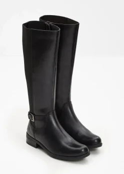 bonprix Stiefel|Schuhe & Accessoires In Spezialgrößen·Elastischer Schaft^Stiefel aus Leder schwarz
