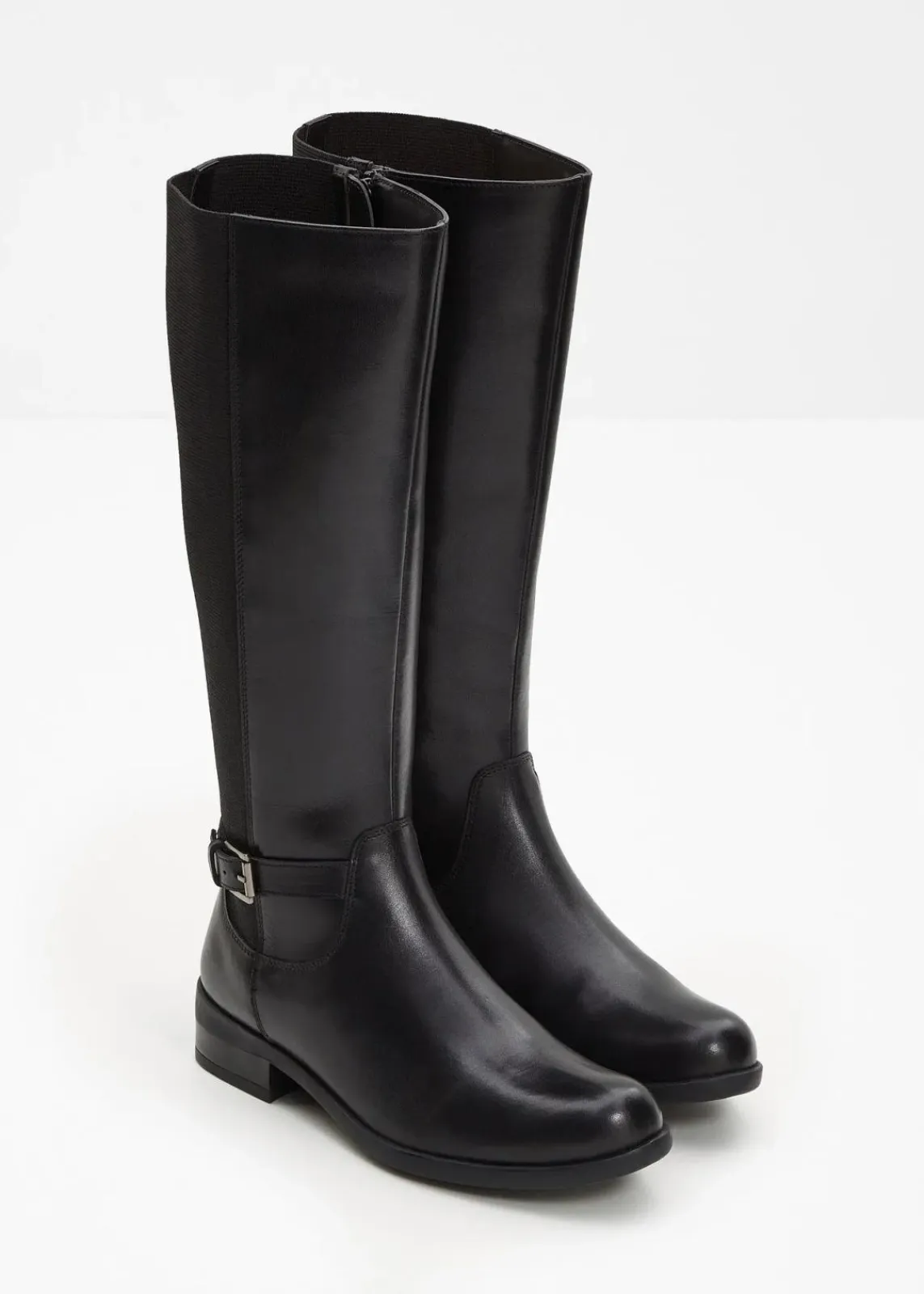 bonprix Stiefel|Schuhe & Accessoires In Spezialgrößen·Elastischer Schaft^Stiefel aus Leder schwarz