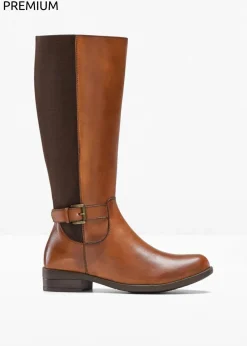 bonprix Stiefel|Schuhe & Accessoires In Spezialgrößen·Elastischer Schaft^Stiefel aus Leder cognac